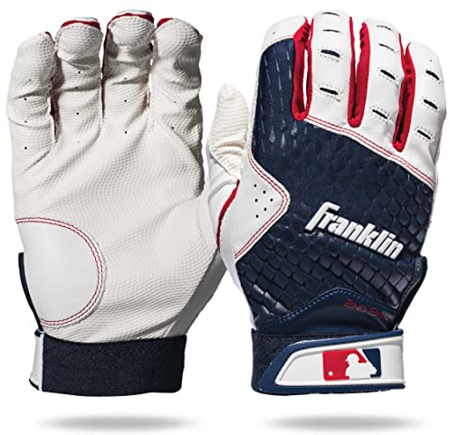 Franklin Sports MLB 2nd Skinz - Guantes de bateo para equipo de béisbol y sóftbol, par azul marino, para adultos, talla XL