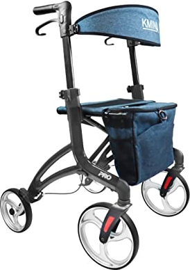 KMINA PRO - Rollator für Große Menschen 1,70 bis 2,00 Meter, Faltbar mit Sitz und Große Räder, Klappbar mit Korb