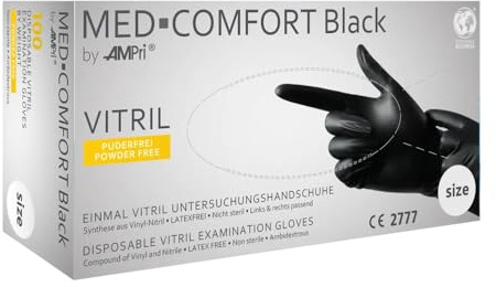 100 Stück Vitrilandschuhe Vinyl-Nitril in Spender-Box - schwarz - Einweghandschuhe Einmalhandschuhe (S)