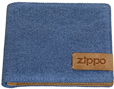 Zippo Geldbörse - Leder, Denim - Braun, Blau - Portemonnaie für Herren - Portmonee mit RFID-Schutz - Münzfach - Ideal für Karten und Scheine