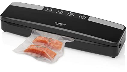 HYUNDAI Vakuumierer VS 100 I 0.6 Bar I 125W I Vollautomatisches Vakuumieren und Schweißen I bis zu 5x längere Frische I Folienschweißgerät, Schwarz