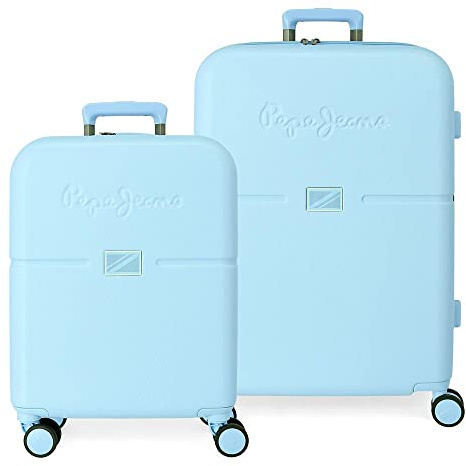 Pepe Jeans Accent Juego de maletas, Azul, Rígida, 4 Ruedas dobles