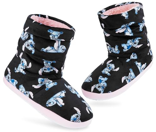 Disney Stitch Boot Slippers Women and Teenagers Warm Plush Baby Yoda House Shoes Size 2-7 Non Slip Sole Gifts for Her (Multicolour Stitch, 6.5/7.5 UK)