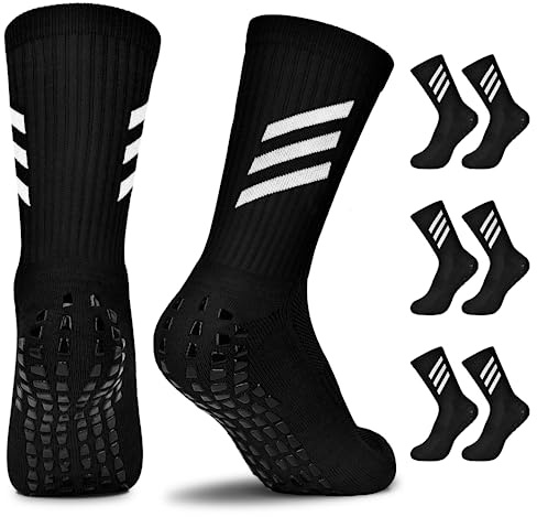 JUYANO Chaussette Antidérapante Foot Chaussettes Antidérapantes Enfant | Chaussette Foot Chaussettes Sport Antidérapantes Enfant pour Basketball Rugby Tennis 6~12 ans
