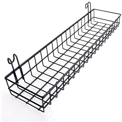 JANZU Cesta Colgante para Panel de Rejilla de Pared de Alambre Almacenamiento de Pared MultifuncióN y Cesta de ExhibicióN, 40X10X5CM, Pintado en Negro