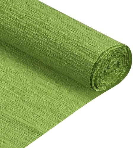 QUARKZMAN Krepppapier Grün, 2.1m x 73m Floristen Krepp Papier Bunt für Handwerke, Party, Schulpapier, Kräuselpapier, Verpackung, Blumen DIY