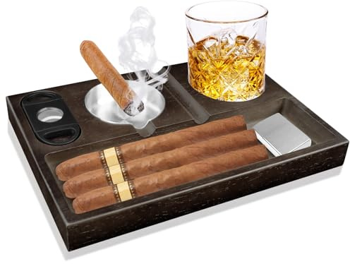 Posacenere per Sigari in Legno, Personalizzati Posacenere per Sigari e Whiskey, Accessori per Sigaro Portacenere per Casa, Ufficio e Tempo Libero, Compleanno, anniversario, regali di Natale per uomini