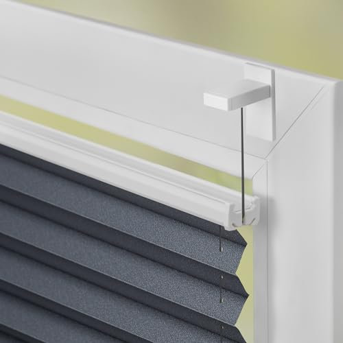 Lichtblick Plissee Klebfix, ohne Bohren, verspannt, Verdunkelung - Schwarz 30 cm x 100 cm (B x L)