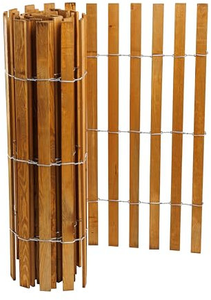 BOGATECO Valla de estacas de madera, 80 de alto y 300 cm de largo, distancia entre láminas de 4 a 5 cm, perfecta como valla de jardín, valla de madera, duradera, impregnada