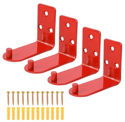 Mgoodoo 4Pcs Fire Extinguisher Holder for Extinguishers Up to 6 kg,Red | Heavy Duty Metal,Universal Mount for Home Office Truck Schools,Secure Floor Holder,Wall Mounted with Screws,Bracket Stand