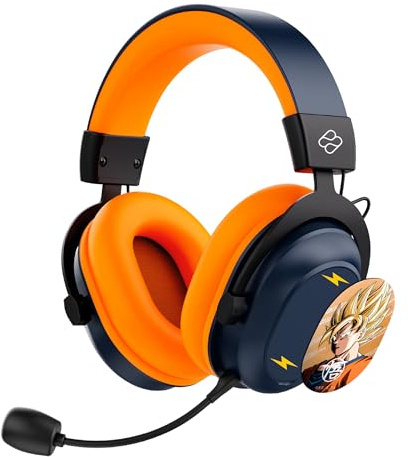 Blade Wireless Gaming Headset Dragon Ball Z Trimodo, 2,4 GHz Bluetooth och 3,5 mm kabel, utbytbara magnetplattor, RGB LED-ljus, trådlösa Dragon Ball-hörlurar
