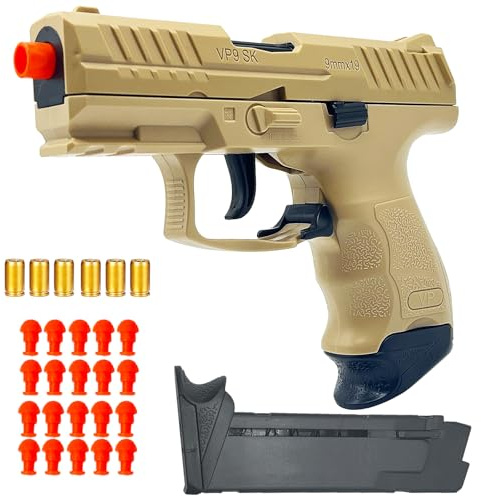 Dreamplay Shell Ejecting Toy Gun, VP9 Realistic Automatic Pull Back Action Shooting Games Education Model Toy for Kids Gifts