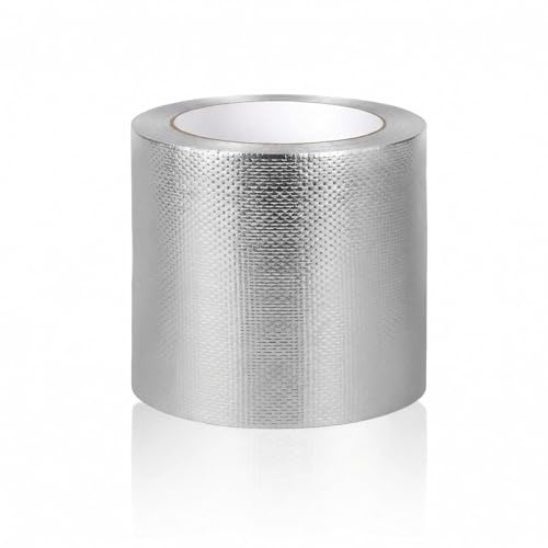 NZNSML 1 st. nätförstärkt aluminiumtejp 100 mm x 25 m x 0,15 mm, aluminiumband, aluminiumfolie värmeskylt-band, silver aluminiumtejp självhäftande, för försegling, reparation och isolering