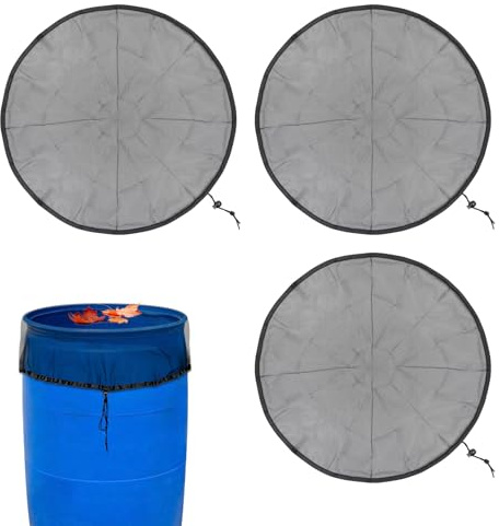 3 Pezzi Rete di copertura per barili di raccolta dell'acqua piovana,Copertura per il serbatoio dell'acqua,Rete per barile della pioggia con banda elastica,Protezione Contro Foglie, zanzare (Ø 100 cm)