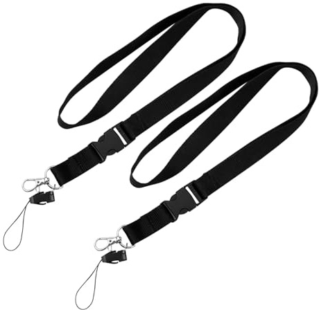 2 Pcs Neck Lanyards with Detachable Buckle & Metal Lobster Clip, Durable Flat Lanyard Strap with Safety Breakaway, Ideal for ID Badge, Pass Card, Keys & Cell Phone for Office/Everyday Use