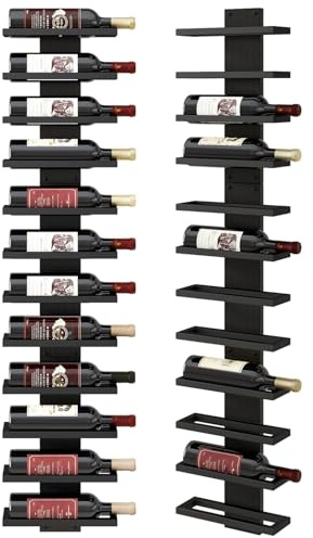 IBUYKE Portabottiglie da Parete 12 Bottiglie,Cantina Legno,Nero TMJ913B