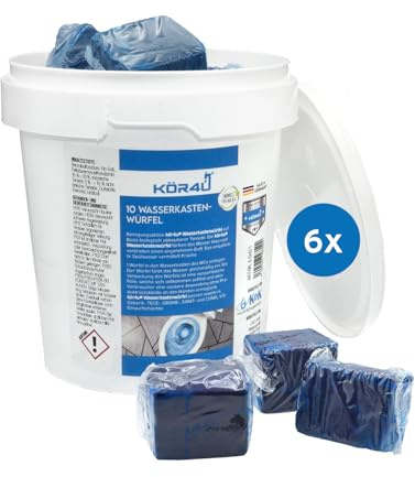 kör4u Lot de 60 pastilles de toilettes bleues pour réservoir d'eau - Nettoyage auto-actif contre le calcaire et les dépôts - Respectueux de l'environnement et biodégradable