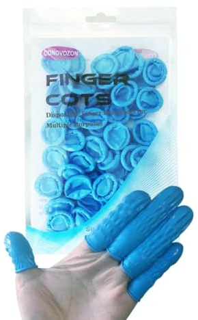 Large Disposable Nitrile Finger Cots, Non-allergenic No Powder Finger Protectors, Suitable for Beauty, Manicure, Massage,Electronic Repair 100 pcs(Blue)
