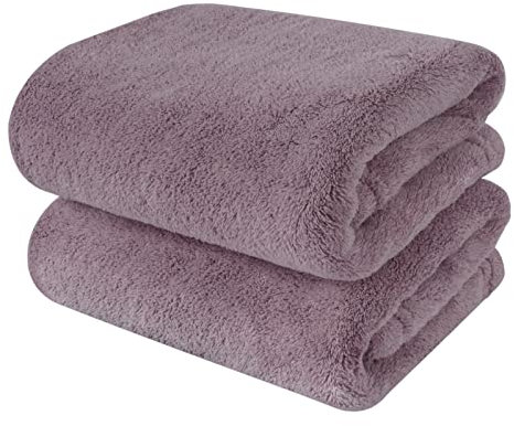 VIVOTE Toallas de microfibra muy absorbentes de agua, toallas de ducha suaves, toallas de baño de microfibra de secado rápido, absorbentes, 40 x 76 cm, 2 unidades, color lila