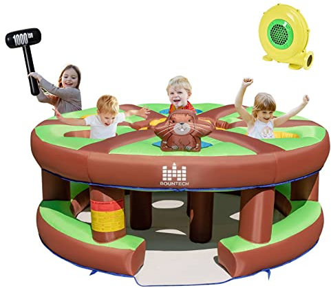 Maxmass Giant Inflatable Whack A Mole Game Set, Blow Up Hammer Pounding Toy with 7 Large Holes, Outdoor Live-action Catch-A-Mole Prop for Kids, 480W Blower Included