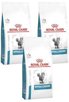 Royal Canin Veterinary Hypoallergenic | Paquete Triple | 3 x 400 g | Alimento Completo dietético para Gatos Adultos | para Reducir los síntomas de alergias e intolerancia a los nutrientes.