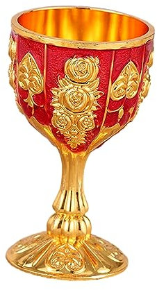 BESTonZON Gobelet Coupe Vintage Décoratif Résistant aux Chutes Verre à Vin Talons Hauts Motif Floral Rétro Verre à Liqueur Usage Maison et Fête Décoration de Bureau Alliage