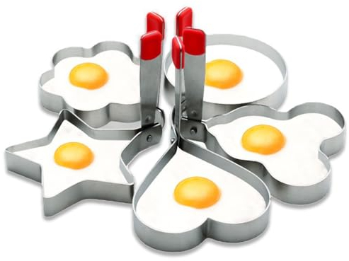 GZMAISULEE Egg Ring Molds for Cooking 5 Pack Griddle Egg Rings Stainless Steel Egg Cooking Rings Round Pancake Mold Set