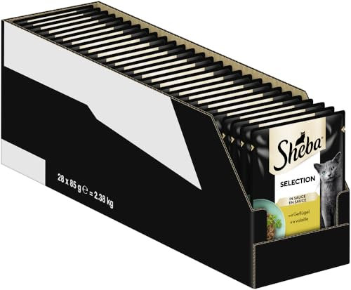 SHEBA Portionsbeutel Nassfutter für Katzen Selection in Sauce mit Geflügel 28 x 85g