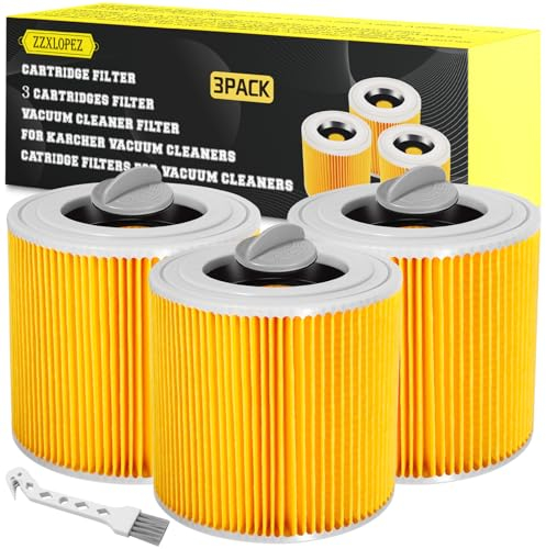 ZZXLOPEZ 3X Filtros de Cartucho, Filtros para Aspiradoras Kärcher [WD3, WD2, WD1, MV3, MV2, A, K, KNT, NT, SE, VC] - Filtros de Cartucho Lavables y Reutilizables Sustituido 6.414-552.0 -547.0-772.0