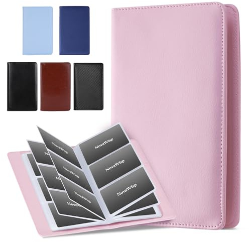 NovaWisp 300 Business Cards Holder, 50 Pages Gift Cards Holder, Professional PU Leather Credit Cards Organizer Wallet, Portable Name Card Book Binder Folder, Men Women & Office Supplies, Pink