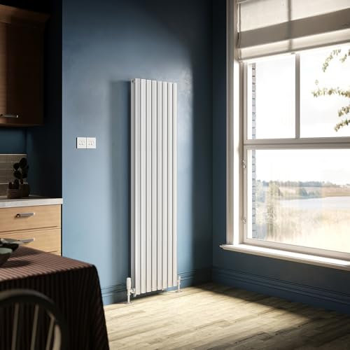 ZANOFIRA 1800 x 480mm Vertical White Designer Radiator Double Oval Column Tube Modern Central Heating Panel for Living Room Kitchen Bathroom Radiators Rad
