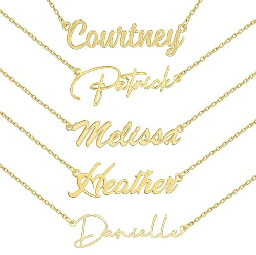 ZNA Jewels Personalised Name Necklace for Women – Customised Sterling Silver Name Pendant, Elegant Jewellery Ideal for Birthday, Christmas Gifts for Women, Girls & Teens (18K Gold)