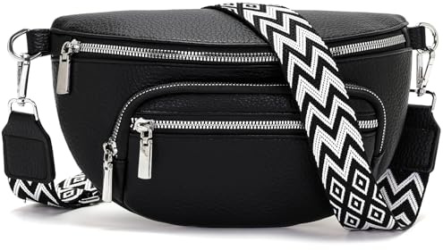 Sasrymnl sac banane femme Noir sac bandoulière femme cuir vegan sacoche banane bandouliere tendance Bandoulière amovible et réglable