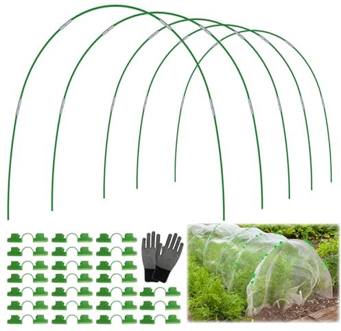 36pcs Garden Hoops for Raised Beds, Rust-Free Fiberglass Plant Stakes, Greenhouse Hoops Grow Tunnel for Plant Protection, DIY Row Cover Hoops for Netting & Shade Cloth & Plant Covers
