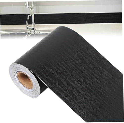 Border de papel tapiz de 32.8 pies Pelina y palo, borde del marco de espejo de grano de madera negra, borde de la cinta espejo de PVC impermeable, borde de papel tapiz de fondo de fondo de baño remov