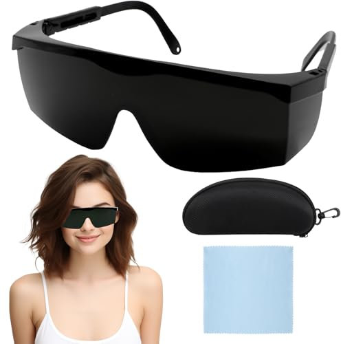 Scettar IPL Safety Glasses for Hair Removal, Laser Safety Glasses 190-540nm, UV Safety Glasses with Adjustable Temples - Suitable for IPL, Red Light Therapy, Cosmetics & Solarium (Dark Green)