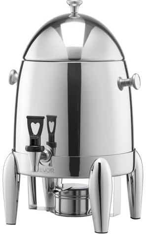 VEVOR Distributore di Bevande, 12 L per Feste, Contenitore di Succhi in Acciaio Inox con Bruciatore ad Alcol, Bevande Calde e Fredde con Rubinetto per Caffè, Tè, Acqua Calda, per Ristoranti Hotel