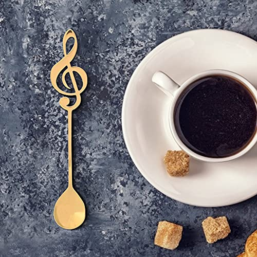 ACOGEDO Musikaliska Skedar, Rostfritt Stål Dessert Sked Kaffeledning Skedar Te Stirrer Kaffe Rörande för Kaffe Te Dessert Dryck (Guld)