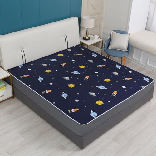 Hearda Traversa Letto Lavabile Anziani Bambini Riutilizzabile Traversa Assorbente Impermeabile per Incontinenza, Traspirante Reversibile Coprimaterasso Singolo Matrimoniale (Pianeta,180x200cm)