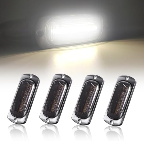 joonnair 4 LED Luci di posizione nere semitrasparenti, Indicatore Ingombro, luci di posizione laterali, luci ingombro 24v camion per roulotte, furgoni, camion (luce bianca)