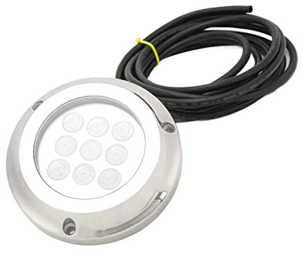 aqxreight Luz Marina Subacuática de Acero Inoxidable 316 para Yates y Piscinas IP68 Lámpara de Agua de Mar Luz de Techo para Barcos y áreas de Natación Iluminación Subacuática Azul (Azul)