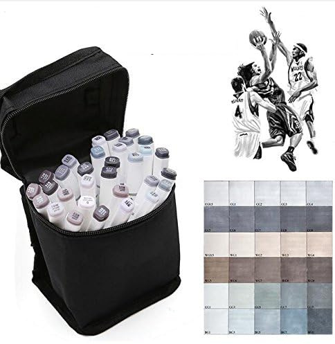 BEMLP 30 Colors Grayscale Art Marker Pen Double-Ended Sketch Markers Alcohol Based Ink Neutral Gray Tones Art Supplies for Sketching Shading Illustrating Drawing (30 Colors gery Markes)