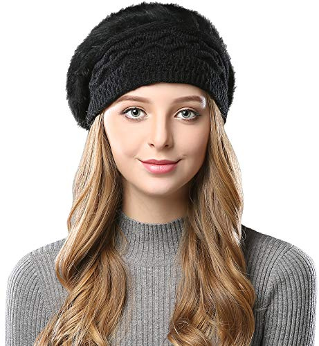 Alleza Boinas Francesa Sombreros de Mujer Lana Vintage Fiesta Invierno Gorro Caliente Beret Francés Beanie Cozy Forro Polar