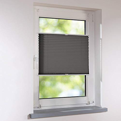 Plissee Faltstore verspannt - Klemmfix UNIVERSAL Faltrollo auf Maß ohne Bohren - 80 x 150 cm - anthrazit