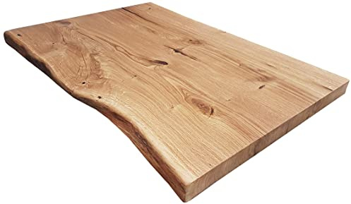 SPONHOLZ Waschtischplatte Eiche massiv Baumkante geölt Waschtisch Holz (80 x 50 cm)