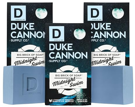 Duke Cannon Supply Co. Big Brick of Soap for Men – Midnight Swim Fresh Water Scent, Extra Large 10 oz Bars, 3-Pack