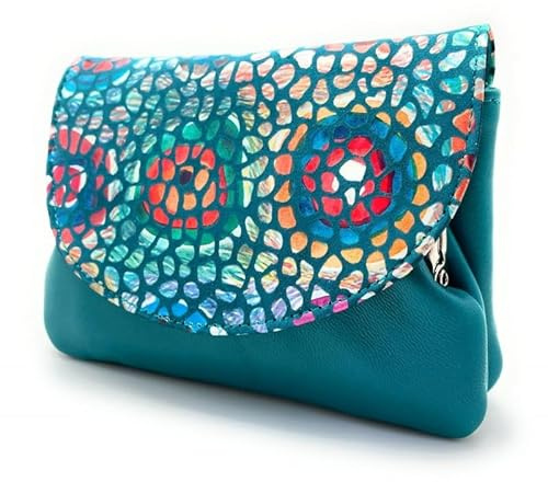Lugupell Monedero para Mujer, Hecho a Mano en España, Piel de máxima Calidad Muy Suave al Tacto, Pequeño y en Formato Corto, Cartera para Mujer. Gaudi Color Turquesa