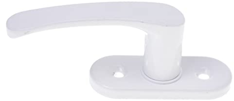 Aqbau® Fenstergriff weiß aus Metall für Fenster & Balkontür | 43 mm Schraublochabstand, Rosette 28×73 mm, Vierkant 7 mm, inkl. Montageschrauben, passend für PVC/Alu/Holz