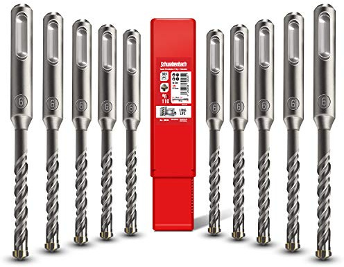 SCHWABENBACH® SDS Plus Betonbohrer Set - 10tlg. Bohrer 6mm x 110mm - Premium SDS Plus Qualität für Stein und Beton - Kompatibel mit Bosch, Hilti, Metabo Bohrhammer (kein SDS MAX)