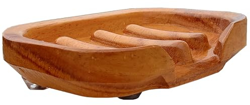 Bar Soap Holder for Shower by NAZAKOOL, Solid Teak Wood Soap Dish with Raised Edges (No-Slip), Draining Soap Saver for Bathroom, Kitchen Sink